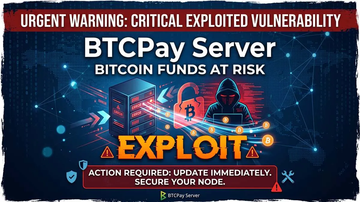 BTCPay Issues Urgent Warning as Actively Exploited Vulnerability Puts Bitcoin Funds at Risk