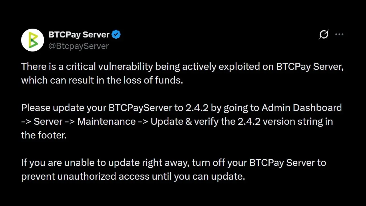 Bitcoin Lightning Nodes Hit as BTCPay Signals Emergency 2.4.2 Fix